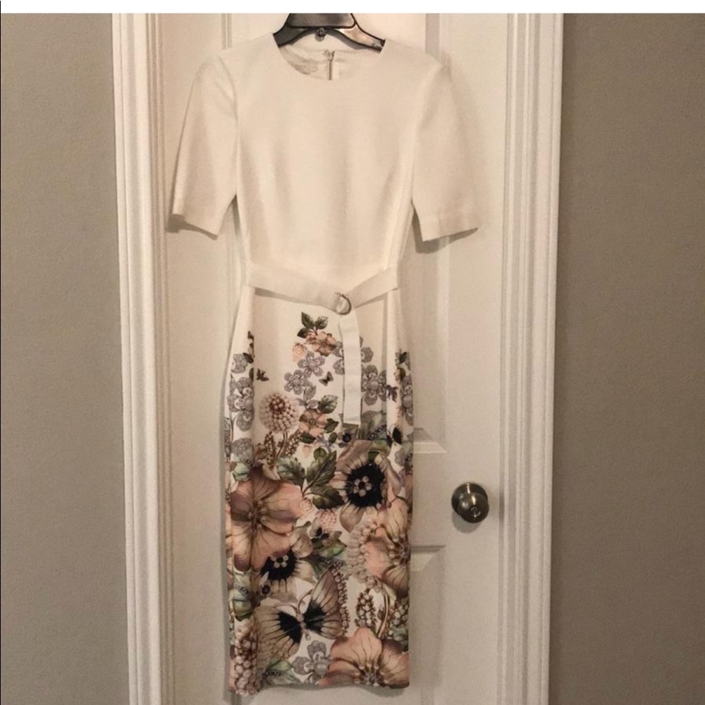 Ted Baker Ivory Layli Gem Garden Bodycon Dress